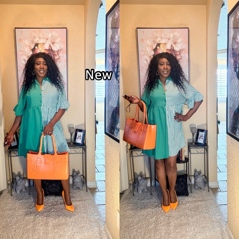 SHEIN Green and White Mini Dress - Picture 10 of 11